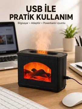 Aromaterapi Difüzör Ultrasonik Sessiz Nemlendirici USB Destekli