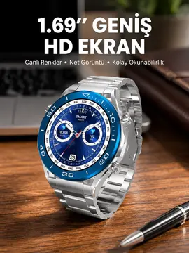 Akıllı Saat 1.62 İnç Ultimate Nabız Sensörlü Sesli Görüşme Yapabilen Yeni Nesil