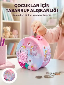 Mini Çocuk Para Kasası Güvenli Kilitli Birikim Kutusu