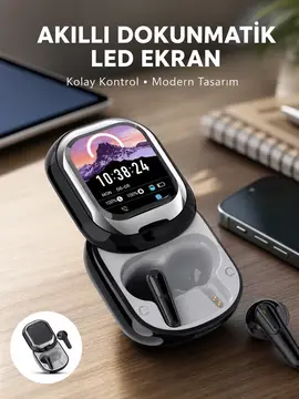 Şık Akıllı ve Güçlü: LED Ekranlı Kablosuz Kulaklık Seti