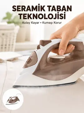 2200 Watt Buharlı Ütü Kahverengi Seramik Taban Şok Buharlı