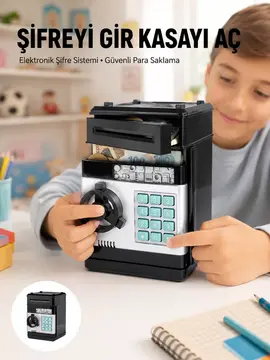 Işıklı Sesli Şifreli ATM Görünümlü Kasa Kumbara