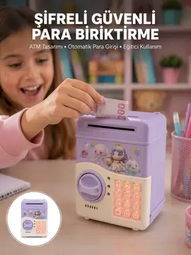 Çocuklar İçin Elektronik Şifreli Para Biriktirme Kumbarası Mor
