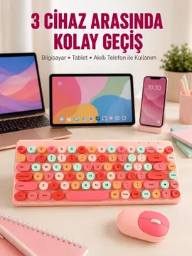 Bluetooth Klavye ve Mouse Kombinasyonu – USB Alıcılı Kompakt Uzun Ömürlü Yeni Nesil
