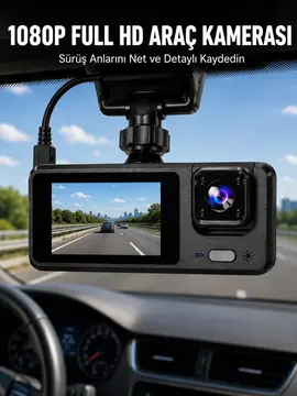 3 Kanallı Araç Kamerası – Full HD 1080P Kayıt 2” Ekran Park Gözetimi Desteği Yeni Nesil