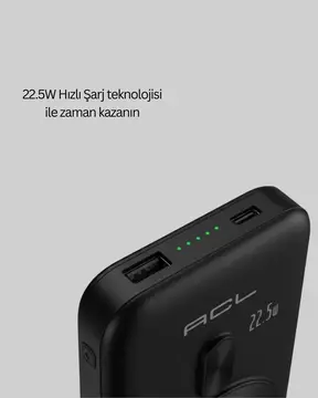 22.5W Hızlı Şarj Destekli Manyetik Powerbank Kompakt Tasarım Yeni Nesil
