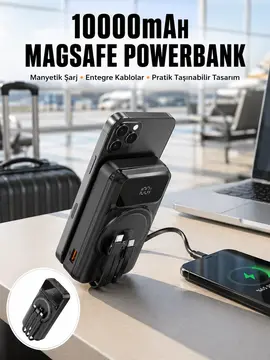 15W Kablosuz Hızlı Şarjlı 10000 mAh Powerbank – Taşınabilir LED Göstergeli
