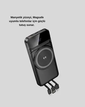 15W Kablosuz Hızlı Şarjlı 10000 mAh Powerbank – Taşınabilir LED Göstergeli
