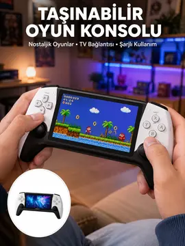 Kompakt ve Hafif Retro Oyun Konsolu 1000 Klasik Oyun Dahil