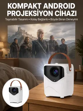 Projeksiyon Ev Sineması Bluetooth 4k HD Kaliteli Görüntü Kumandalı Yeni Nesil