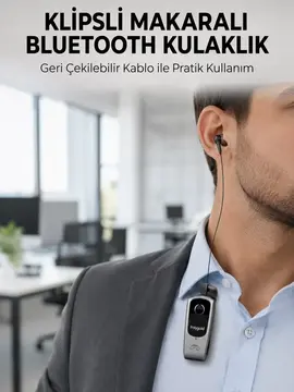 Klipsli Tasarımlı Bluetooth Kulaklık Uzun Pil Ömrü
