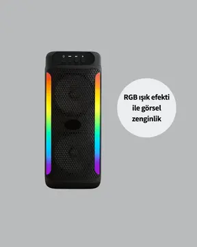 RGB Işıklı Çift Hoparlörlü Taşınabilir Bluetooth Speaker ve Mikrofon Yeni Nesil