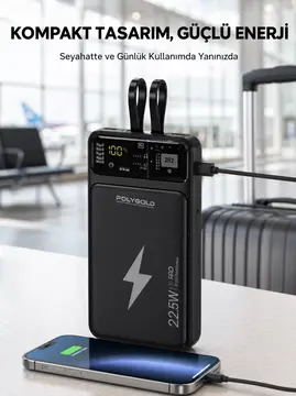 Powerbank Dahili Ekranlı 10000 mAh Çift Kablolu Yeni Nesil