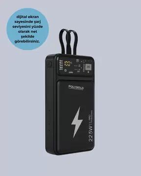 Powerbank Hızlı Şarj 10000 mAh Dahili Kablo Yeni Nesil