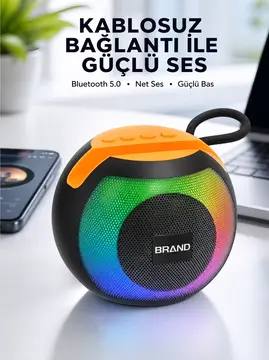 RGB Işıklı Taşınabilir Kablosuz Bluetooth Hoparlör Yeni Nesil