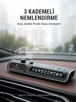 LED Işıklı Araç Ön Cam Telefon Numarası Gösterme Aparatı + 3 Seviyeli Hava Nemlendirici Yeni Nesil