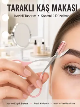Kavisli Kaş Kirpik Düzeltici Bıyık Alma Taraklı Kaş Makası Yüz Bakım Seti Makas