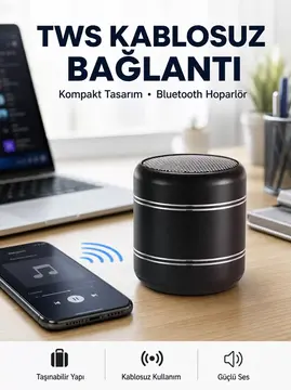 Taşınabilir Silindir Tasarım Bluetooth 5.0 Hoparlör Yüksek Bas Performanslı Yeni Nesil