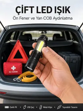 Taşınabilir Şarjlı LED Fener - 4 Modlu 2000LM Ayarlanabilir Odak Yeni Nesil