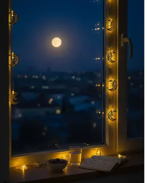 Dekoratif Minareli Hilal LED Işık Metal Gövdeli Ramazan Aydınlatma