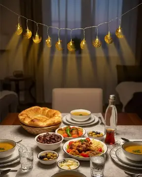 Dekoratif Minareli Hilal LED Işık Metal Gövdeli Ramazan Aydınlatma