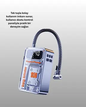 6000mAh Bataryalı LED Ekranlı Akıllı Hava Kompresörü