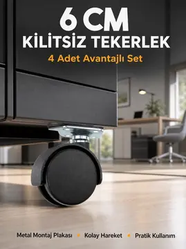 Masa ve Koltuk İçin Kilitsiz Tekerlek Seti 6 cm