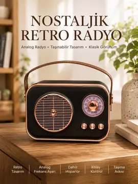 Retro Tarz Kablosuz Radyo – Bluetooth USB ve TF Kart Girişli