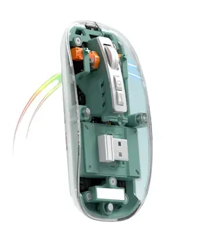 Bluetooth ve 2.4G USB Destekli Pilli Kablosuz Şeffaf Mouse Yeni Nesil