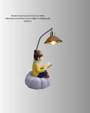 Okuyan Çift Figürlü Dekoratif Gece Lambası Hediye Seçeneği
