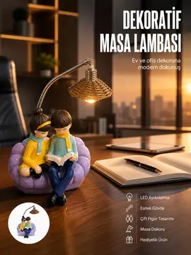 Romantik Çift Temalı Dekoratif Masa Lambası Yumuşak LED Işık