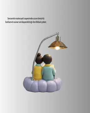 Romantik Çift Temalı Dekoratif Masa Lambası Yumuşak LED Işık