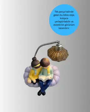 Romantik Çift Figürlü Okuyan Çift Masa Lambası Dekoratif LED Aydınlatma