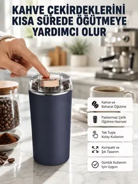 Kahve ve Baharat Öğütücü Kolay Temizlenebilir Paslanmaz Çelik Taşınabilir
