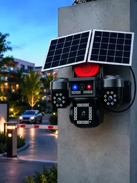 LED Projektörlü Sirenli Güneş Enerjili Akıllı Güvenlik Kamerası