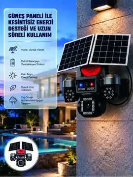 Takip Özellikli 4 Kameralı Güneş Panelli Güvenlik Kamera Sistemi