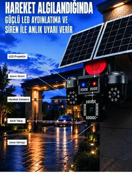 4 Kameralı 4G SIM Kart Destekli Güneş Enerjili Akıllı Güvenlik Kamerası