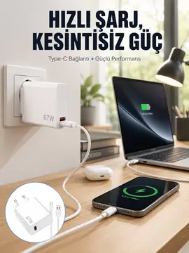 67W Type-C Turbo Şarj Cihazı – Aşırı Akım ve Isı Koruması Seyahat Uyumlu Yeni Nesil