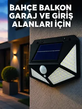 Solar LED Bahçe Aydınlatma Lambası 3 Işık Modlu Sensörlü Duvar Tipi Dış Mekan