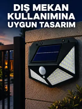 Güneş Enerjisi ile Şarj Olan Hareket Sensörlü 3 Modlu LED Dış Mekan Duvar Aydınlatması