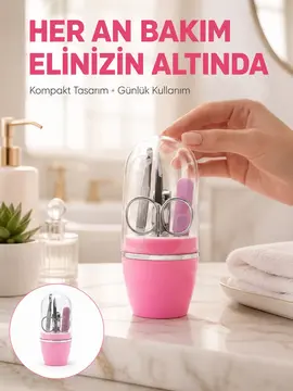 Tırnak Bakım Manikür Pedikür Seti 4 Parça Pembe Pratik Günlük Kullanım Yeni Nesil