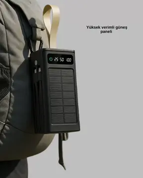 Taşınabilir Güneş Panelli Powerbank Çoklu Cihaz Şarj Destekli Yeni Nesil