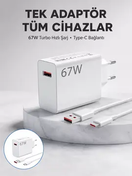 67 Watt Güvenli Hızlı Şarj Adaptörü Samsung M31 M33 M51 Uyumlu Yeni Nesil