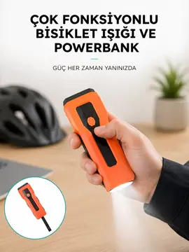 5000 mAh Bataryalı Bisiklet Farı COB Çakar Çok Fonksiyonlu Yeni Nesil