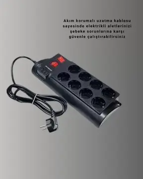 2 Metre Güçlü Çoklu Priz 8 Soket Yeni Nesil