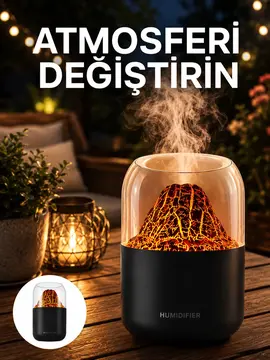 Alev Efektli Ultrasonik Difüzör – Sessiz Çalışma Yeni Nesil