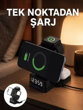 LED Dijital Saatli Kablosuz Şarj Cihazı – 3 Parlaklık Ayarlı Şarj Koruma Teknolojili Yeni Nesil