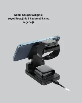 LED Dijital Saatli Kablosuz Şarj Cihazı – 3 Parlaklık Ayarlı Şarj Koruma Teknolojili Yeni Nesil