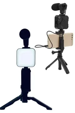 Telefon Tutucu Led Işıklı Kumandalı Mikrofon Telefon Vlog Video Kayıt Yeni Nesil