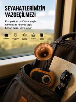 Şarjlı Mini Retro Radyo Bluetooth Hoparlör Çoklu Bağlantı Seçenekli Yeni Nesil